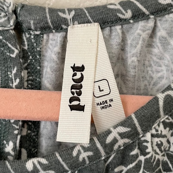 Pact Jumpsuit Womens Large Green Floral Jersey Knit Organic Cotton Straight Leg - Picture 10 of 12